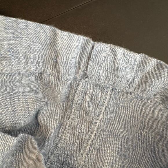 Athleta Blue Cabo 100% Linen Wide Leg Pants Size 12 Casual Beach Summer Vacation - Picture 5 of 7